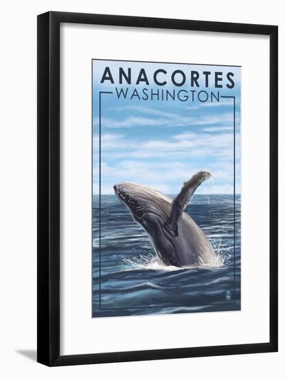 Anacortes, Washington - Humpback Whale-Lantern Press-Framed Art Print