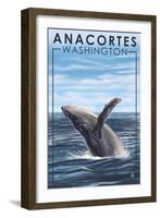 Anacortes, Washington - Humpback Whale-Lantern Press-Framed Art Print