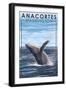 Anacortes, Washington - Humpback Whale-Lantern Press-Framed Art Print