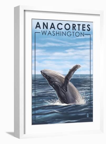 Anacortes, Washington - Humpback Whale-Lantern Press-Framed Art Print