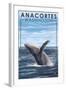 Anacortes, Washington - Humpback Whale-Lantern Press-Framed Art Print