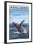 Anacortes, Washington - Humpback Whale-Lantern Press-Framed Art Print