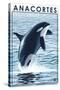 Anacortes, Washington - Orca Whale Jumping-Lantern Press-Stretched Canvas