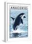 Anacortes, Washington - Orca Whale Jumping-Lantern Press-Framed Art Print