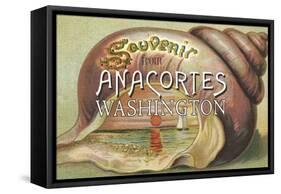 Anacortes, Washington - Shells & Sailboat Souvenir-Lantern Press-Framed Stretched Canvas