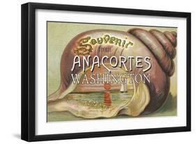 Anacortes, Washington - Shells & Sailboat Souvenir-Lantern Press-Framed Art Print