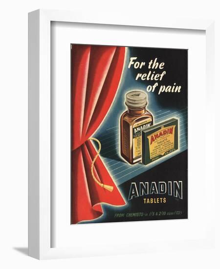 Anadin, Medicine Tablets Medical, UK, 1940-null-Framed Giclee Print