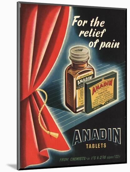 Anadin, Medicine Tablets Medical, UK, 1940-null-Mounted Giclee Print