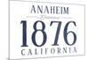 Anaheim, California - Established Date (Blue)-Lantern Press-Mounted Premium Giclee Print