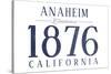 Anaheim, California - Established Date (Blue)-Lantern Press-Stretched Canvas