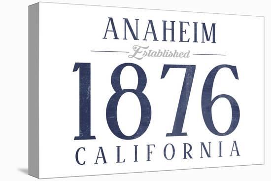 Anaheim, California - Established Date (Blue)-Lantern Press-Stretched Canvas