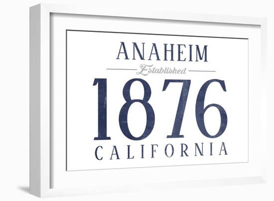 Anaheim, California - Established Date (Blue)-Lantern Press-Framed Art Print