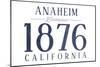 Anaheim, California - Established Date (Blue)-Lantern Press-Mounted Art Print