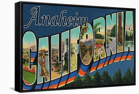 Anaheim, California - Large Letter Scenes-Lantern Press-Framed Stretched Canvas