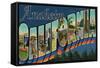 Anaheim, California - Large Letter Scenes-Lantern Press-Framed Stretched Canvas