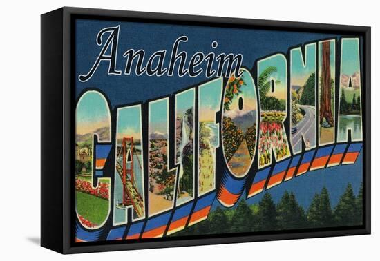 Anaheim, California - Large Letter Scenes-Lantern Press-Framed Stretched Canvas