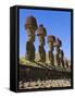 Anakena Beach, Monolithic Giant Stone Moai Statues of Ahu Nau Nau, Rapa Nui, Chile-Gavin Hellier-Framed Stretched Canvas