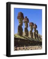 Anakena Beach, Monolithic Giant Stone Moai Statues of Ahu Nau Nau, Rapa Nui, Chile-Gavin Hellier-Framed Photographic Print