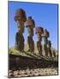 Anakena Beach, Monolithic Giant Stone Moai Statues of Ahu Nau Nau, Rapa Nui, Chile-Gavin Hellier-Mounted Photographic Print