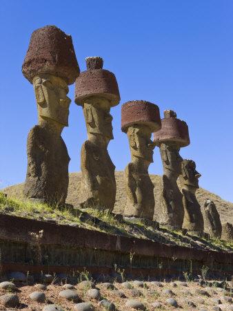Rapa Centre Xxx Video - Anakena Beach, Monolithic Giant Stone Moai Statues of Ahu Nau Nau, Rapa  Nui, Chile' Photographic Print - Gavin Hellier | AllPosters.com