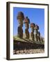 Anakena Beach, Monolithic Giant Stone Moai Statues of Ahu Nau Nau, Rapa Nui, Chile-Gavin Hellier-Framed Photographic Print