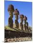 Anakena Beach, Monolithic Giant Stone Moai Statues of Ahu Nau Nau, Rapa Nui, Chile-Gavin Hellier-Mounted Photographic Print