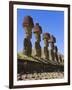 Anakena Beach, Monolithic Giant Stone Moai Statues of Ahu Nau Nau, Rapa Nui, Chile-Gavin Hellier-Framed Photographic Print