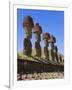 Anakena Beach, Monolithic Giant Stone Moai Statues of Ahu Nau Nau, Rapa Nui, Chile-Gavin Hellier-Framed Photographic Print