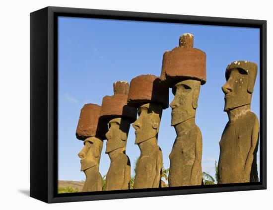Anakena Beach, Monolithic Giant Stone Moai Statues of Ahu Nau Nau, Rapa Nui, Chile-Gavin Hellier-Framed Stretched Canvas