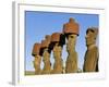 Anakena Beach, Monolithic Giant Stone Moai Statues of Ahu Nau Nau, Rapa Nui, Chile-Gavin Hellier-Framed Photographic Print