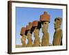 Anakena Beach, Monolithic Giant Stone Moai Statues of Ahu Nau Nau, Rapa Nui, Chile-Gavin Hellier-Framed Photographic Print
