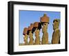 Anakena Beach, Monolithic Giant Stone Moai Statues of Ahu Nau Nau, Rapa Nui, Chile-Gavin Hellier-Framed Photographic Print