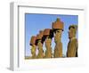 Anakena Beach, Monolithic Giant Stone Moai Statues of Ahu Nau Nau, Rapa Nui, Chile-Gavin Hellier-Framed Photographic Print