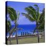 Anakena Beach with Ahu Nau Nau, Easter Island, Chile, Pacific-Geoff Renner-Stretched Canvas