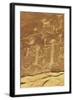 Anasazi Ancestral Puebloan Petroglyphs of Whipping Kachinas at Mesa Verde National Park-null-Framed Giclee Print