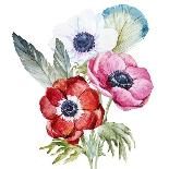 Anemone, Watercolor, Flowers, Feathers-Anastasia Lembrik-Mounted Art Print