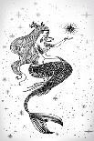 Beautiful Mermaid with Star in Her Hands Hand Drawn Illustration. Sea, Fantasy, Spirituality, Mytho-Anastasia Mazeina-Stretched Canvas