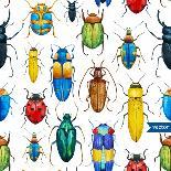 Bright Watercolor Seamless Pattern with Beetles, White Background-Anastasia Zenina-Lembrik-Art Print