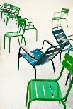 Green Metallic Chairs in the City Park. Photo with Tilt-Shift Lens-Anatoli Styf-Framed Photographic Print