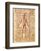 Anatomical Chart of Human Body, Tractatabus de Pestilentia, 15th century Manuscript by M. Albik-null-Framed Giclee Print