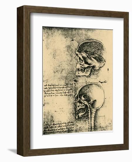 Anatomical Sketch; Two Studies of a Human Skull, C1489-Leonardo da Vinci-Framed Giclee Print