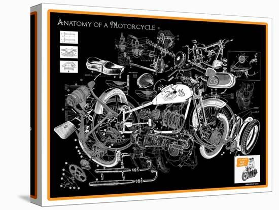 Anatomy of a Motorcycle-James Bentley-Stretched Canvas