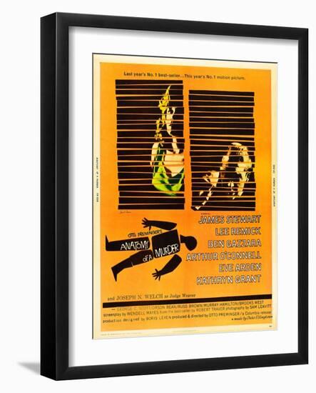 Anatomy of a Murder, Lee Remick, James Stewart on U.S. poster art, 1959-null-Framed Art Print