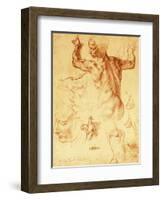 Anatomy Sketches (Libyan Sibyl)-Michelangelo Buonarroti-Framed Giclee Print