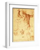 Anatomy Sketches (Libyan Sibyl)-Michelangelo Buonarroti-Framed Giclee Print