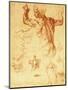 Anatomy Sketches (Libyan Sibyl)-Michelangelo Buonarroti-Mounted Giclee Print