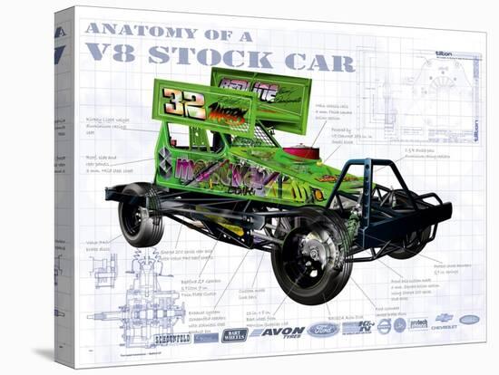 Anatomy V8 Stockcar-Roy Scorer-Stretched Canvas