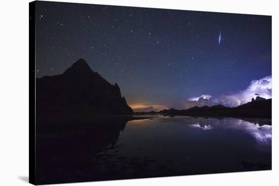 Anayet Peak at Night and Storm over Pic Du Midi D'Ossau, Pyrenees. Huesca Province, Aragon, Spain-Oscar Dominguez-Stretched Canvas