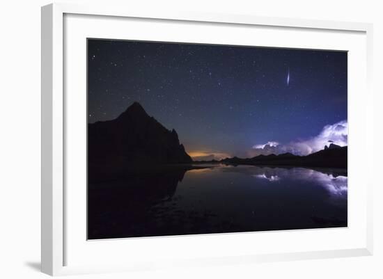 Anayet Peak at Night and Storm over Pic Du Midi D'Ossau, Pyrenees. Huesca Province, Aragon, Spain-Oscar Dominguez-Framed Photographic Print