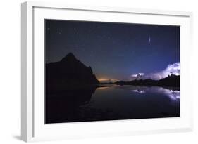 Anayet Peak at Night and Storm over Pic Du Midi D'Ossau, Pyrenees. Huesca Province, Aragon, Spain-Oscar Dominguez-Framed Photographic Print